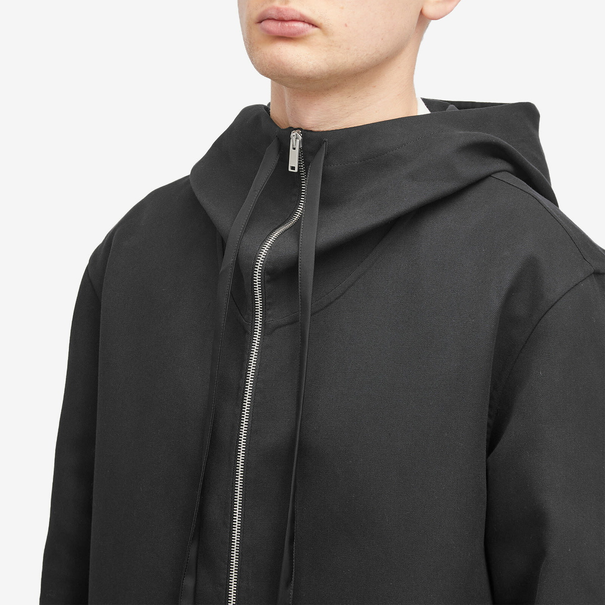 Jil Sander Men's Zip Through Hooded Jacket in Black Jil Sander
