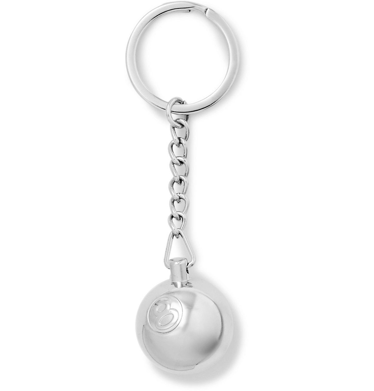 Stüssy - 8-Ball Logo-Engraved Silver-Tone Key Fob - Silver Stussy