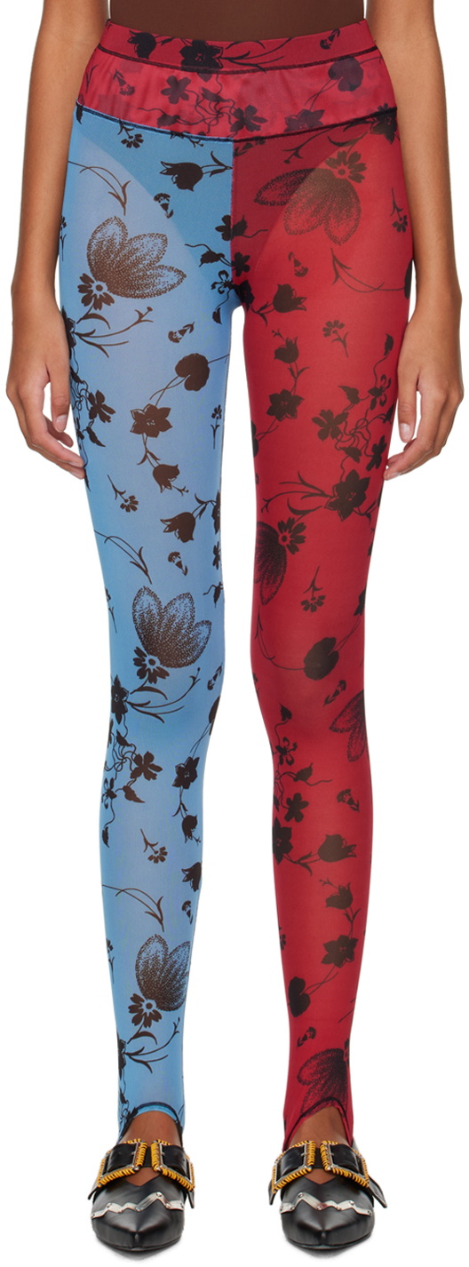 Chopova Lowena Red & Pink Tartan Flower Leggings Chopova Lowena