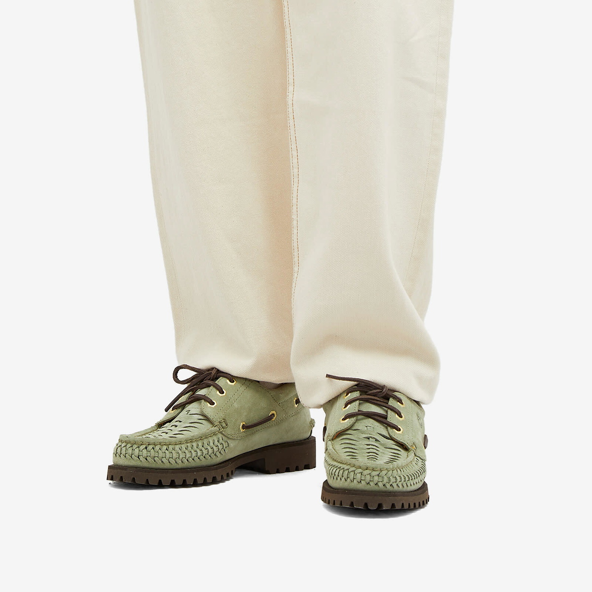 END. x Timberland Men's Authentic 3 Eye Boat Shoe in Light Green