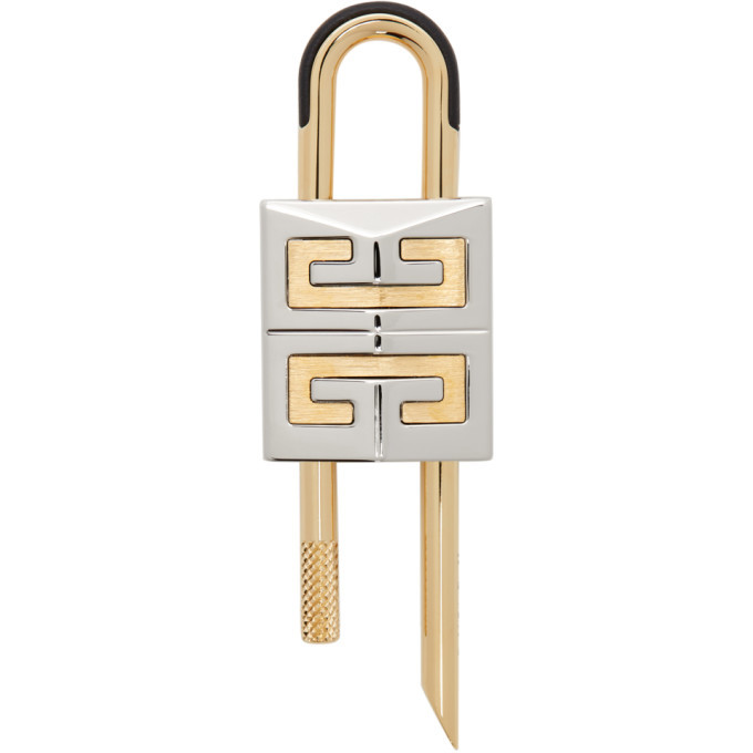 Givenchy Silver and Gold Small 4G Padlock Keychain Givenchy