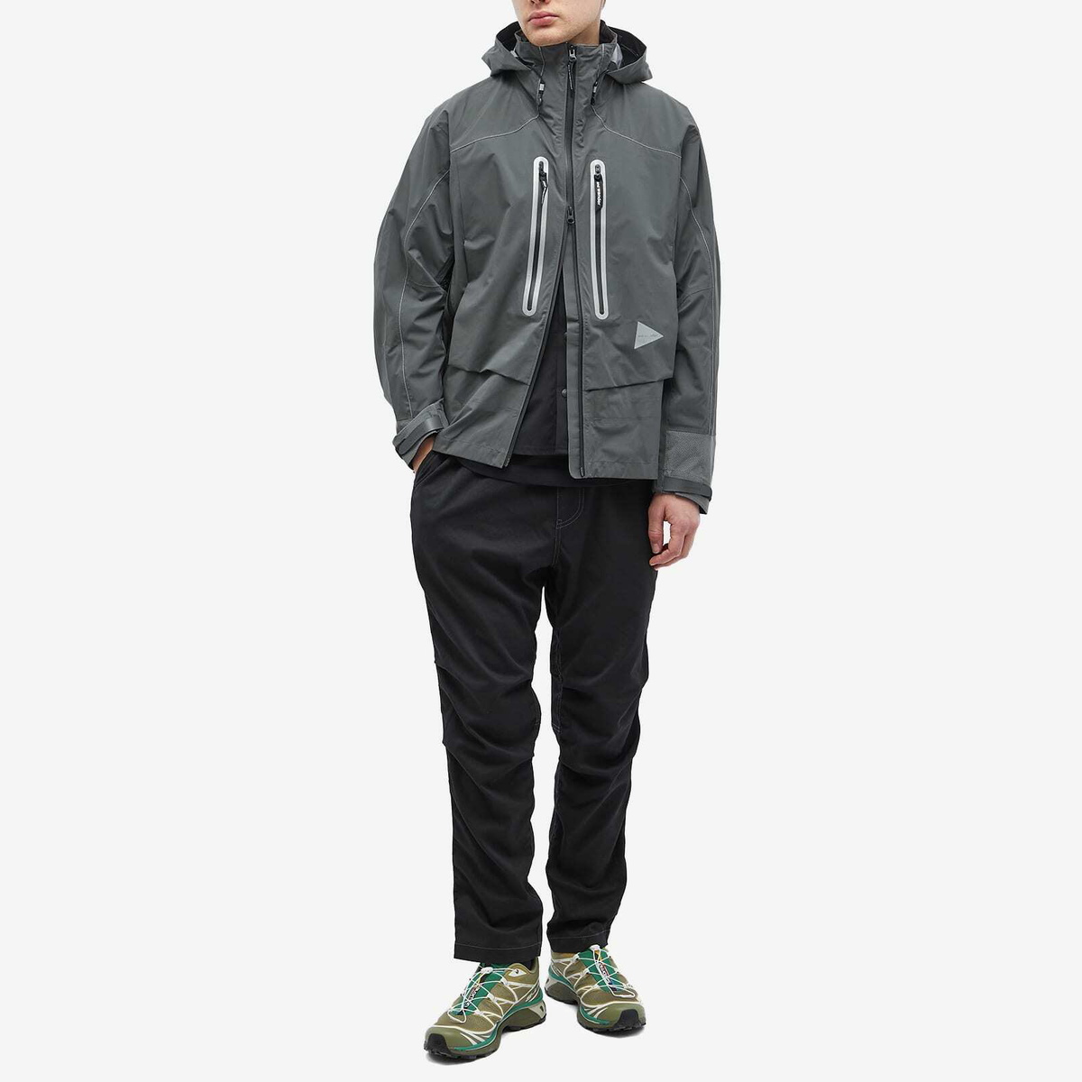 And Wander Men's Pertex Shield Rain Jacket in Dark Grey and Wander