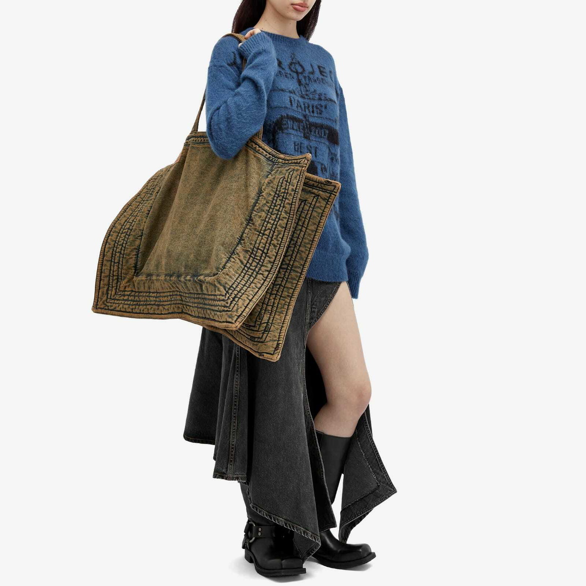 Y/Project Women's Maxi Wire Cabas Bag in Beige Y/Project