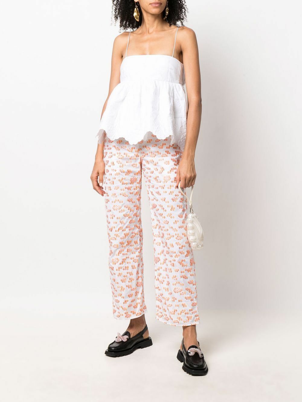 Cecilie Bahnsen White Selena Quilted Cotton Top Cecilie Bahnsen