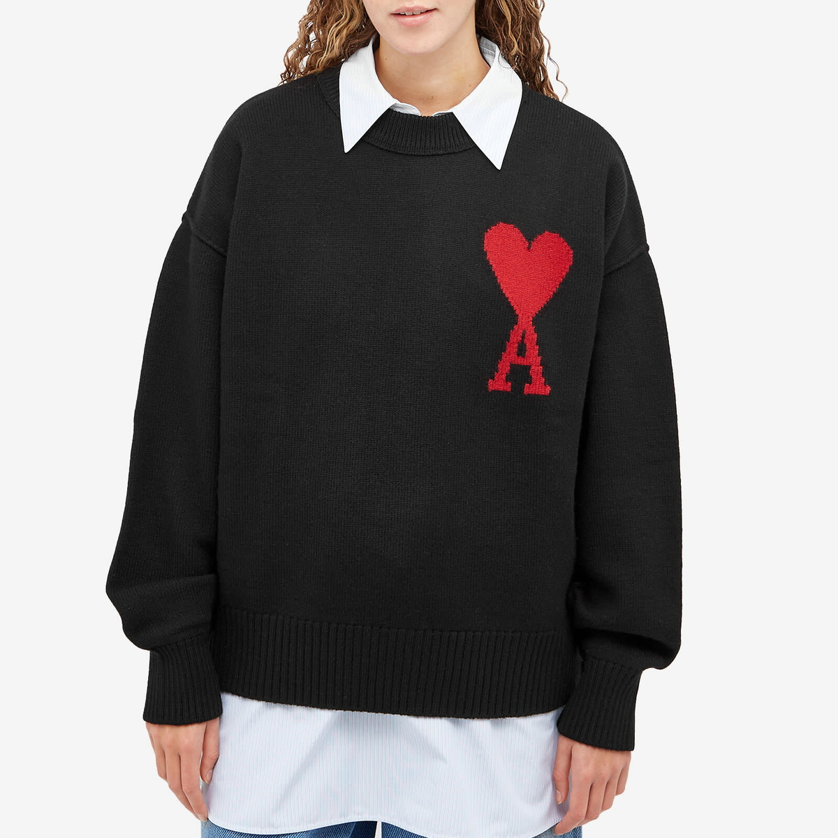 AMI Paris AMI ADC Crew Knit Sweater in Black AMI