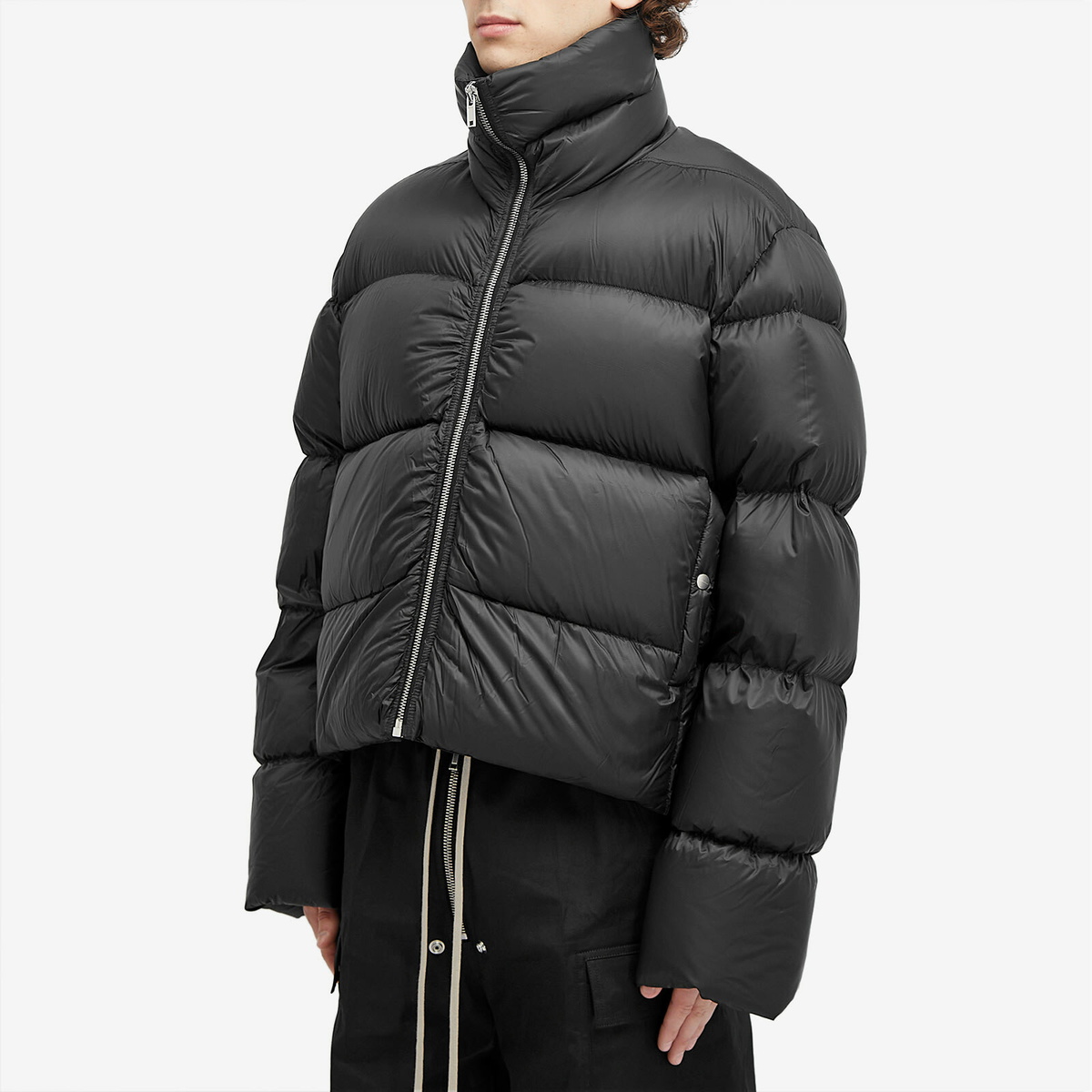 Rick Owens Men's Turtle Nylon Cropped Puffer Jacket in Black Rick