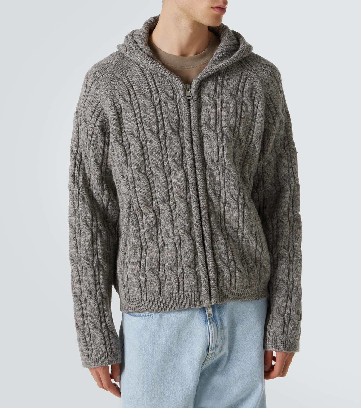 Our Legacy Level Hood cable-knit wool zip-up hoodie Our Legacy