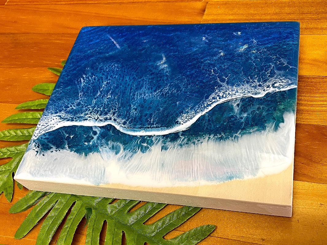 ☆海Oceanアート☆エポキシ樹脂（レジン）扱い方と海の描き方を教え