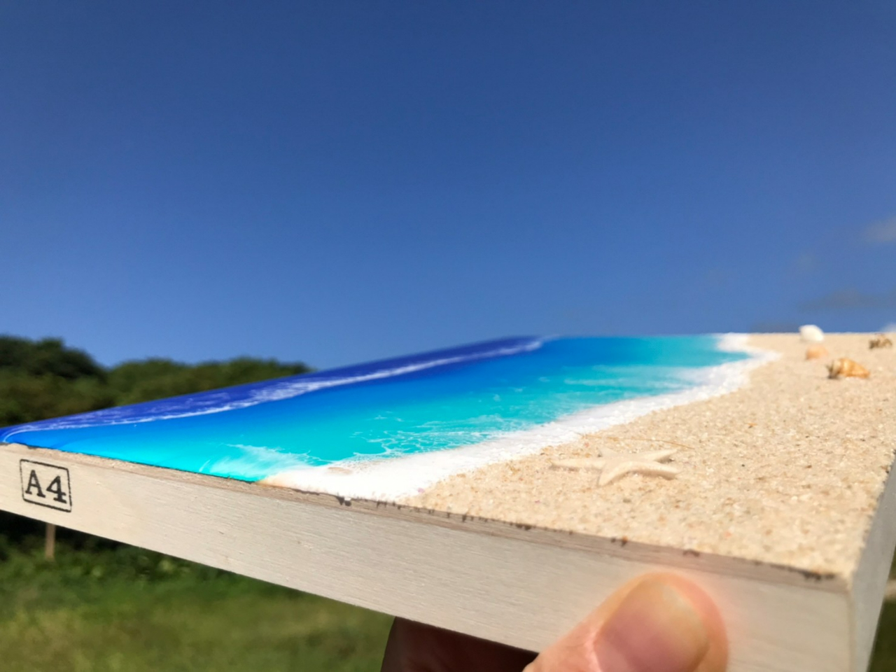 じゃらん限定】海のレジンアート体験！一番人気『A4パネル』沖縄の海を