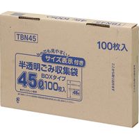 ジャパックス 容量表示入ポリ袋 45L 白半透明 厚み0.02mm TBN45 1