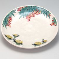 伊野正峰 九谷焼 9号飾皿 古九谷花鳥（直送品） - アスクル