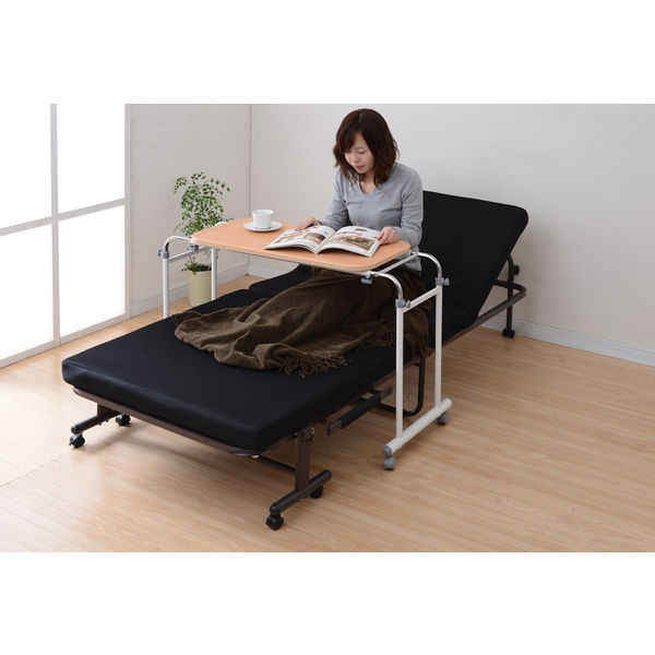 YAMAZEN 伸縮式ベッドテーブル キャスター付き ナチュラル BTT-8040(NA