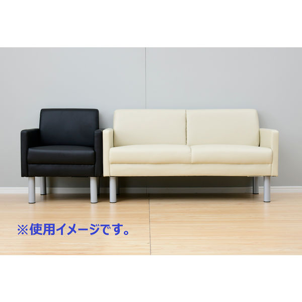 軒先渡し】YAMAZEN シングルソファ 1人掛 ブラック PVCレザー 幅600