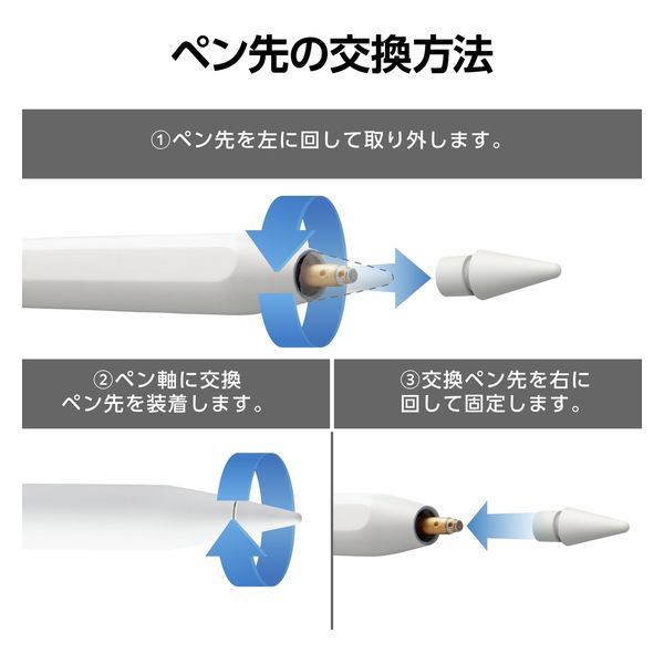 Apple Pencil 第2世代 第1世代 USB-C用 ペン先 3個入 ホワイト