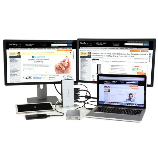 Startech.com USB3.0接続ドック デュアルDVIモニタ対応 縦置き型