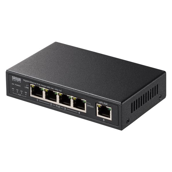 サンワサプライ ギガビット対応PoEスイッチングハブ(5ポート) LAN