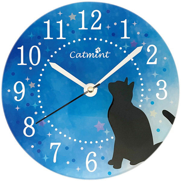 フォロー HK-02-23S キャットミント アクリルクロック 20cm 置掛け兼用