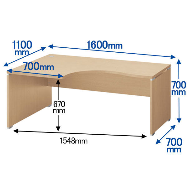 組立設置込】ARAN WORLD EIDOS エイドス L型机左用 ライトオーク 幅