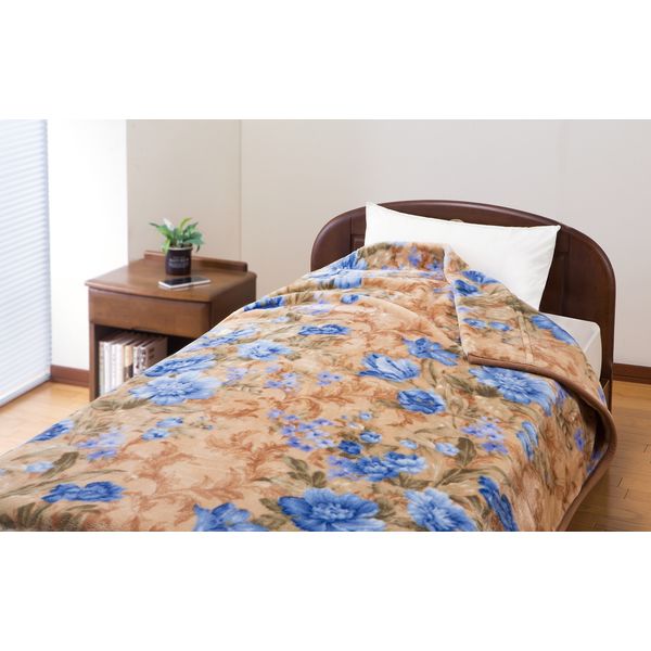 衿付き2枚合わせ毛布（ヤード柄）ピンク140×200cm ＜京都西川＞ 幅