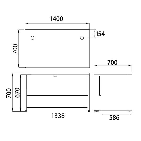 ARAN WORLD EIDOS エイドス 平机 引出し無し ダークブラウン 幅1400