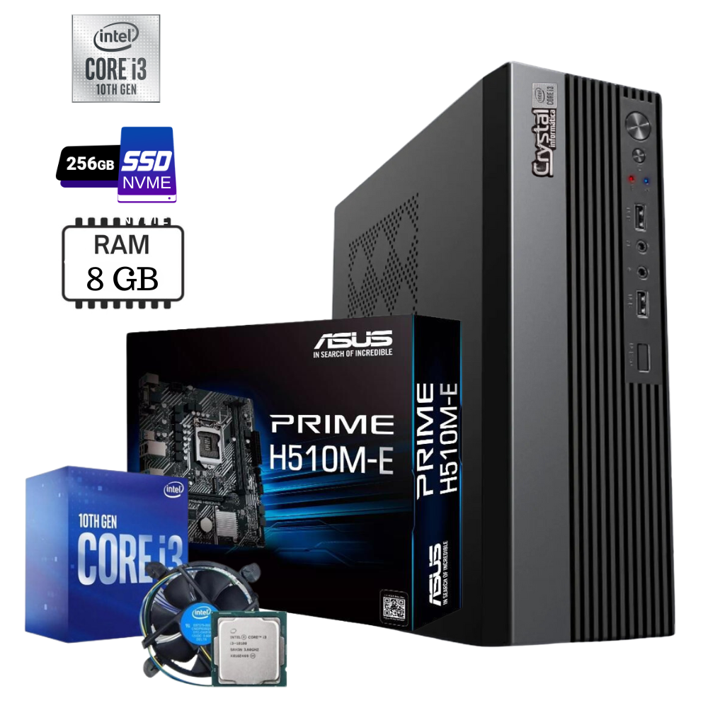 Computador Escritório Slim Intel Core I3-10100, 8GB Memória