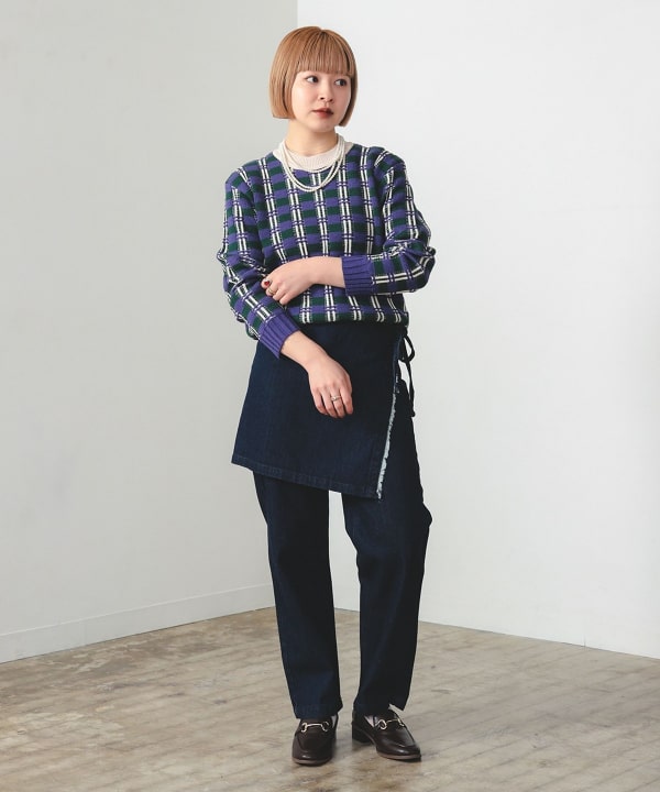 BEAMS HEART（ビームス ハート）フクレ チェック ジャカード ニット