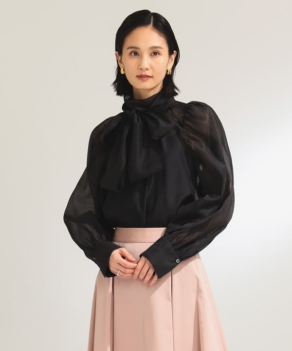 Demi-Luxe BEAMS（デミルクス ビームス）オーガンジー リボンブラウス