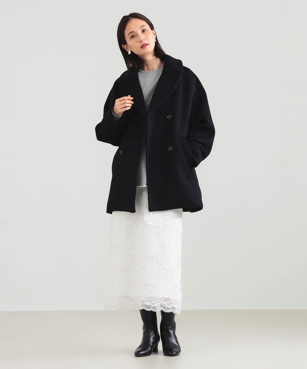 デミルクスビームス メルトンウールピーコート Demi-Luxe BEAMS