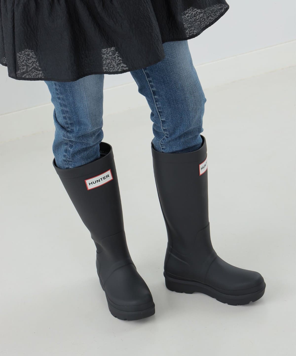 美品/希少】HUNTER ハンターヒールレインブーツ ロング ブラック23cm