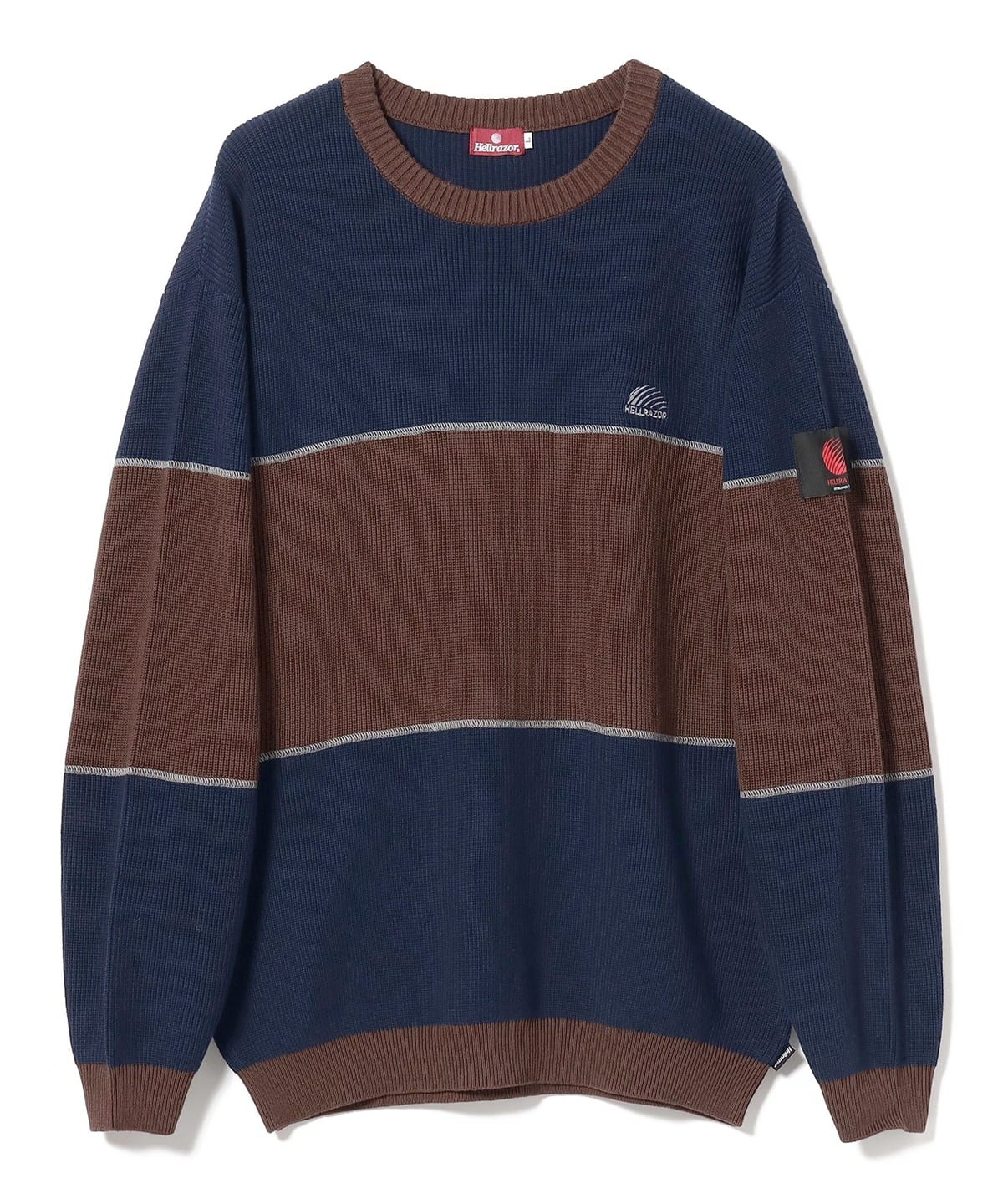 BEAMS T（ビームスT）HELLRAZOR / BIG STRIPE CREW KNIT（トップス