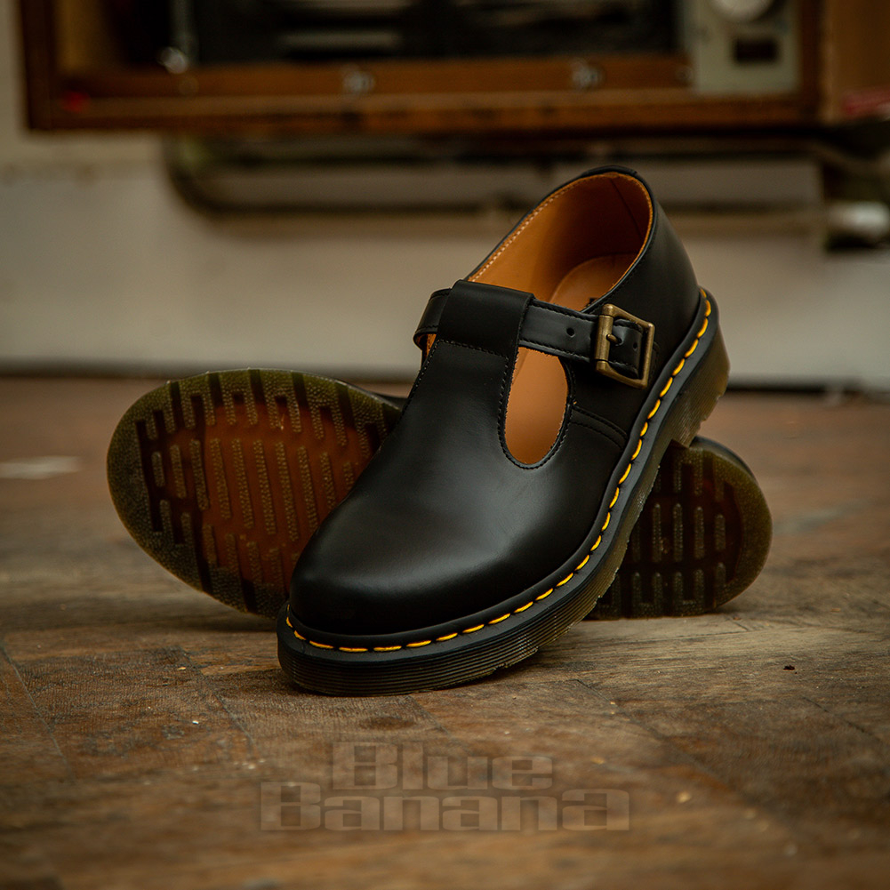 Dr Martens Polley Smooth Leather Mary Jane (Black) | Blue Banana Shoes
