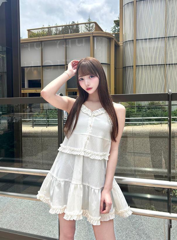 前後2Wayフリルティアードキャミソールワンピース[cb1283