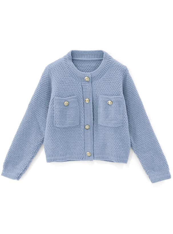 ゴールドボタンショート丈ニットカーディガン[an1347] | レディース