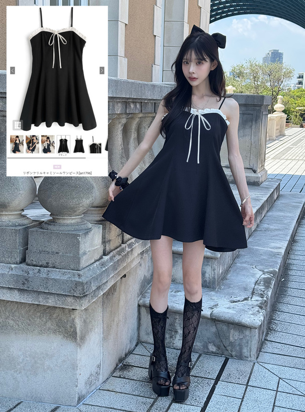 リボンフリルキャミソールワンピース[an1796] | レディース