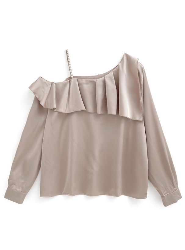 パールワンショルダーフリルブラウス[ac2476] | レディース