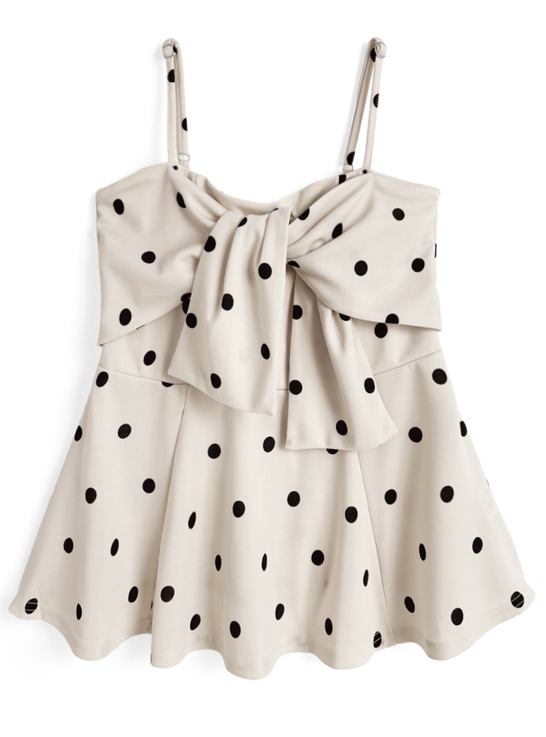 リボンデザインドット柄キャミソールトップス[dh1372] | レディース