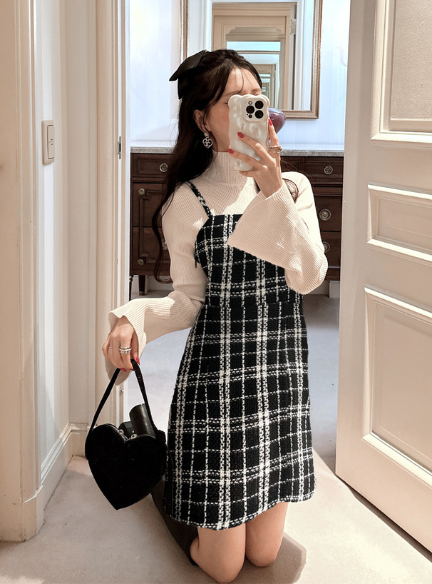 ツイードチェック柄ミニワンピース[dk1252] | レディースファッション