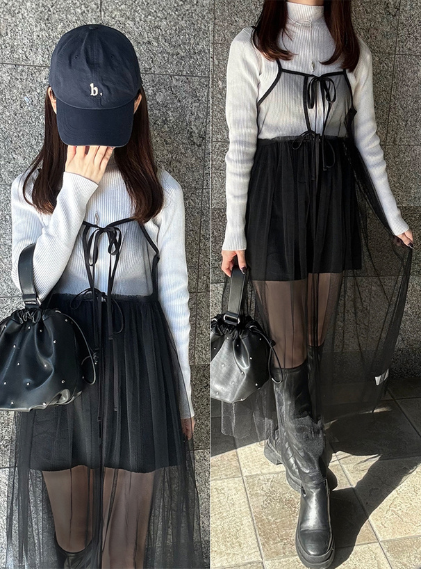 チュールリボンキャミワンピース[fo1873] | レディースファッション