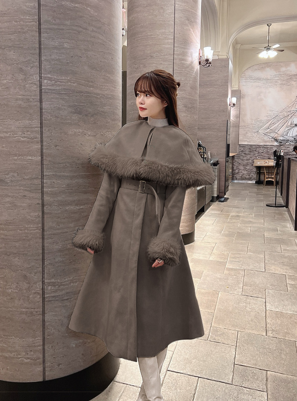 マルチWayケープベルトファーフレアコート[kz572] | レディース