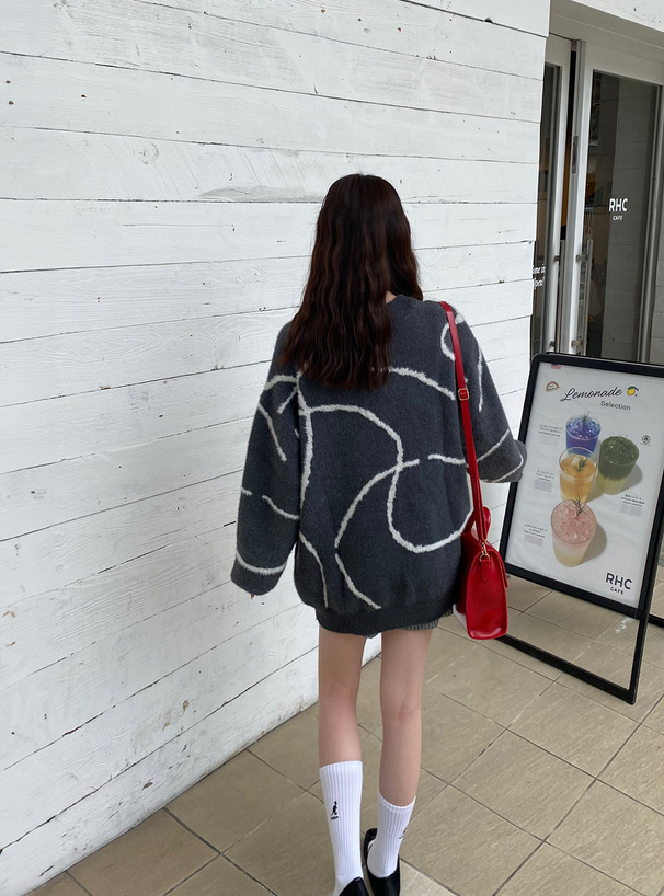 ニュアンス柄フェザーニットロングカーディガン[kz344] | レディース