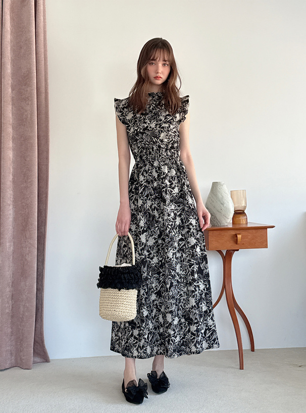 花柄フリルノースリーブフレアワンピース[on159] | レディース