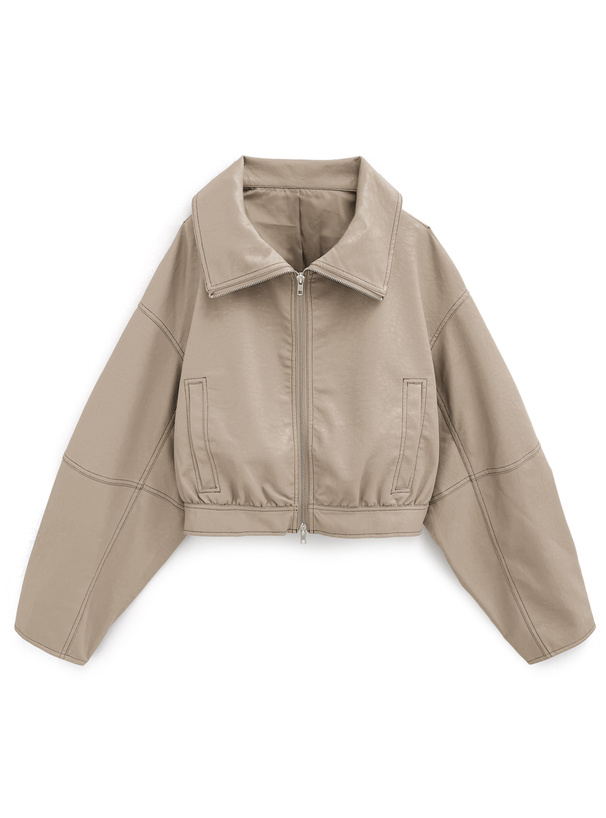 襟2Way配色ステッチダブルジップレザーブルゾン[on258] | レディース