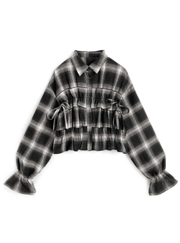 チェック柄フリルリボンシャツ[on355] | レディースファッション通販の