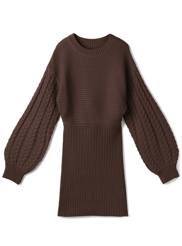 ケーブル編みバックオープンタイトニットミニワンピース[mb1521