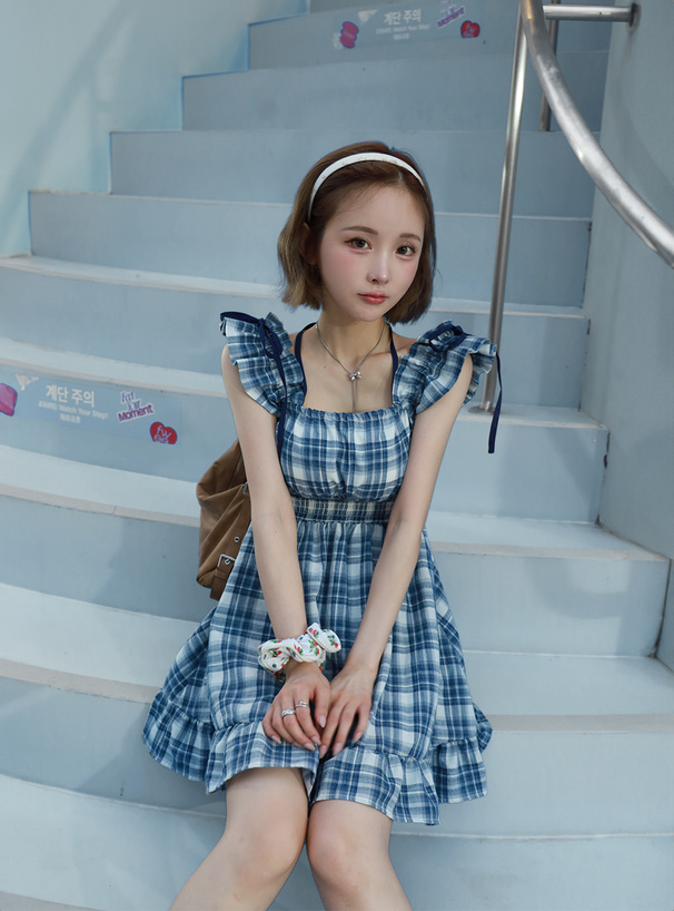 チェック柄2Wayリボンミニワンピース[pa066] | レディースファッション