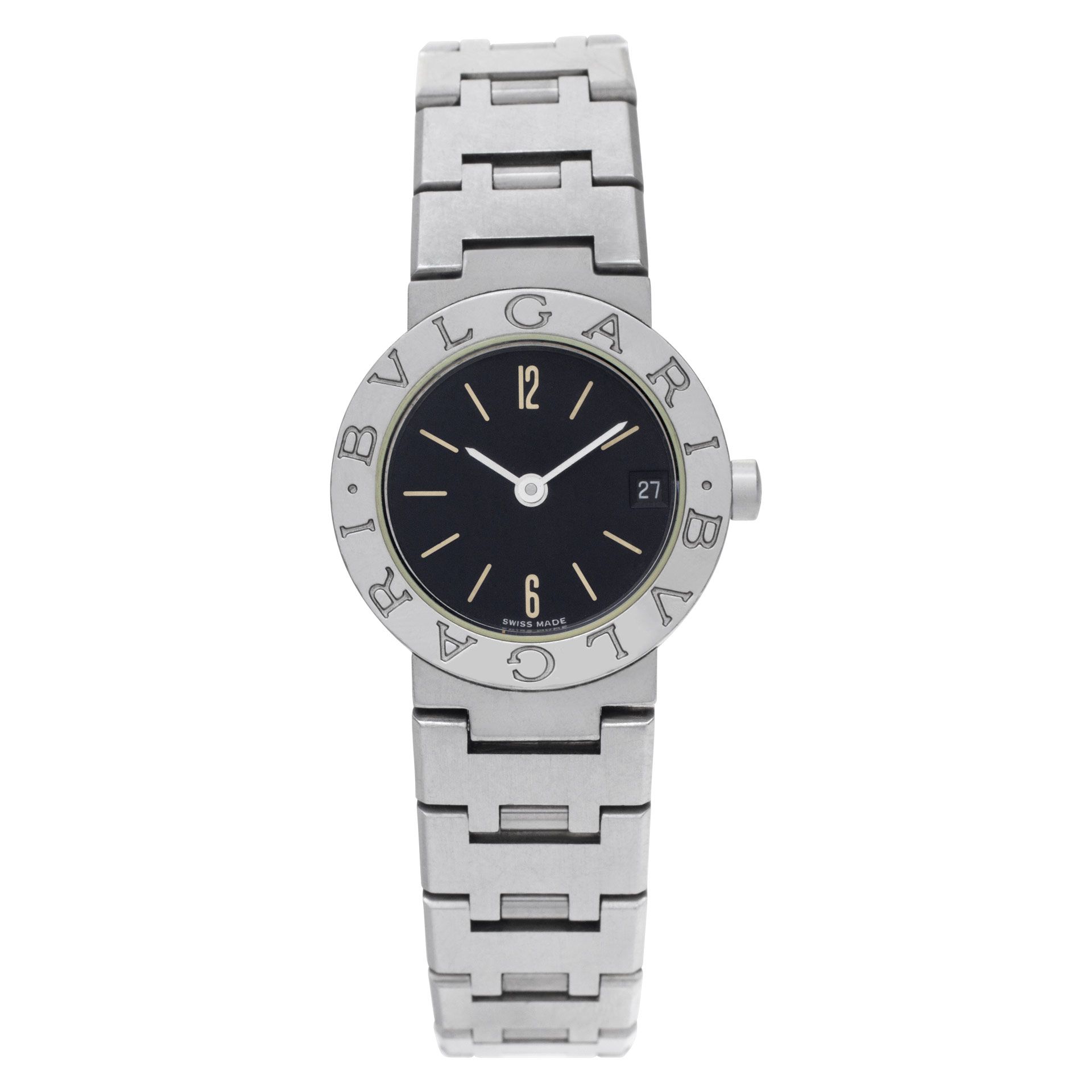 Pre-owned Bvlgari Bvlgari BB 23 SS Stainless Steel Black dial