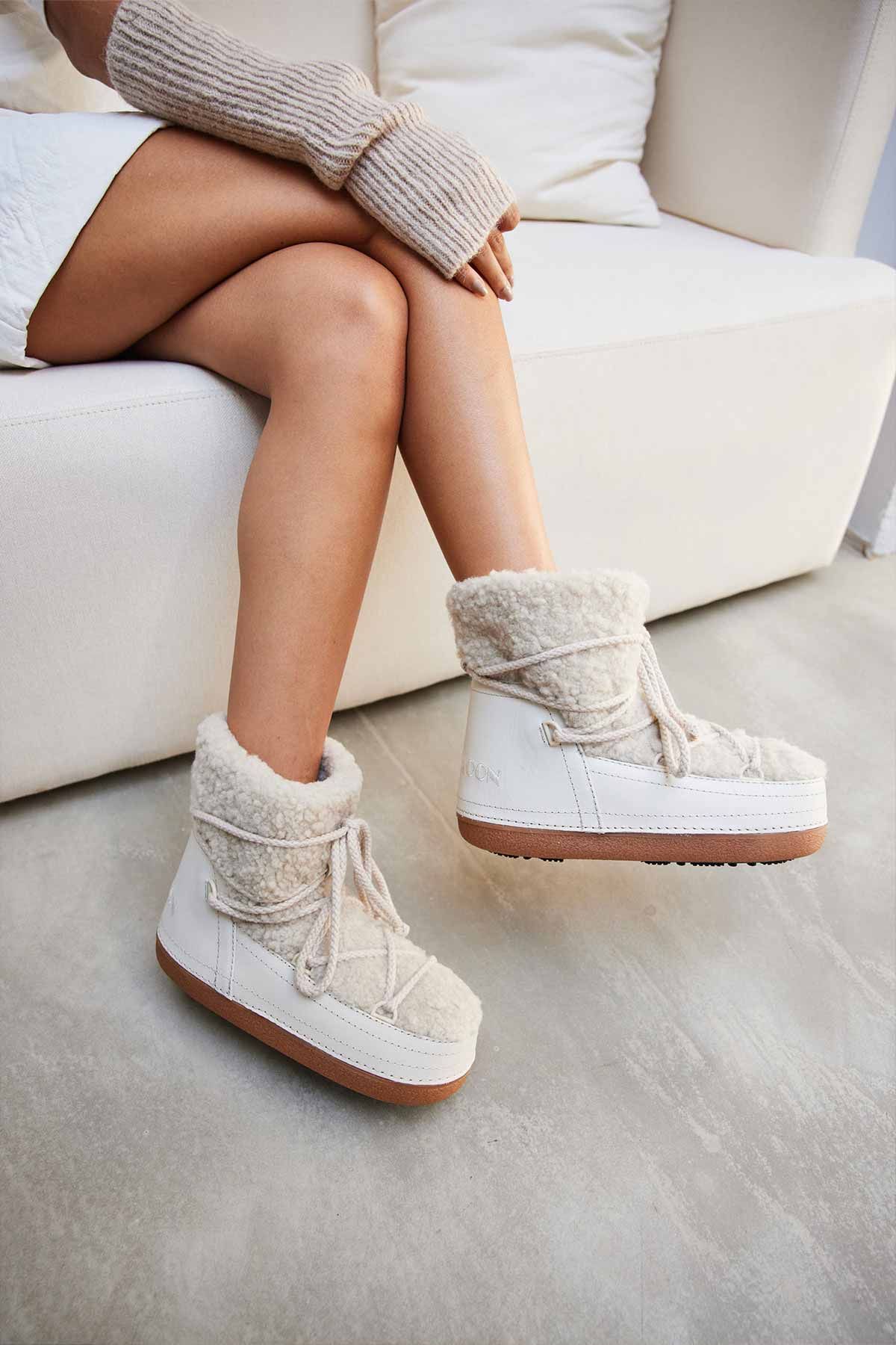 Cool Moon Genuine Sheepskin Women's Snow Boots 251211 Beige