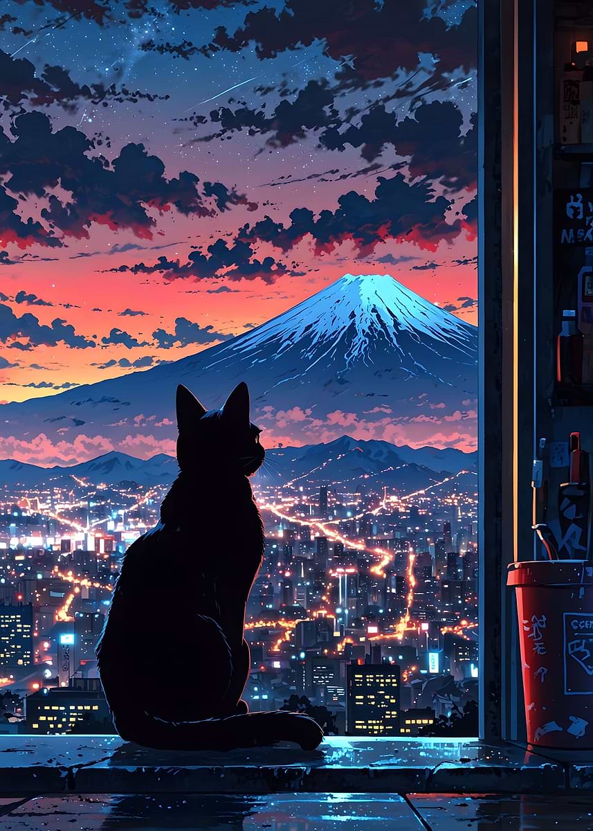 Displate ディスプレイット黒化け猫 メタルポースター 【公式通販】