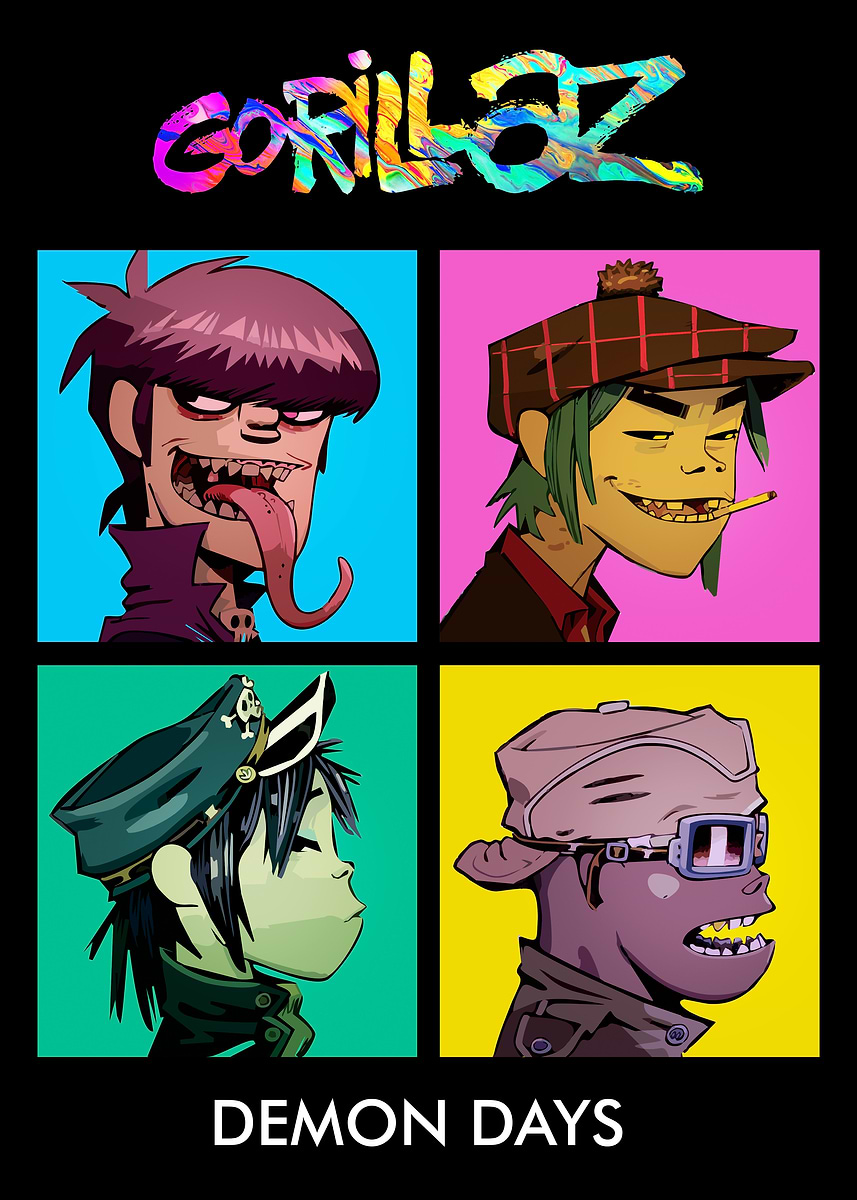 Gorillaz Demon Days' Poster, picture, metal print, paint by Micho