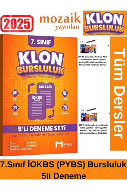 Fenomen Yayıncılık Mozaik 2025 7.Sınıf Klon 5 Lİ Deneme (İOKBS